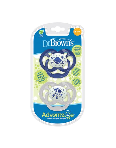 Dr. Browns Πιπίλα Σιλικόνης Advantage Νυκτός 6-18m Χρώμα Μπλε-Γκρι, 2τμχ. Dr. Browns Πιπίλα Σιλικόνης Advantage Νυκτός 6-18m Χρώμα Μπλε-Γκρι, 2τμχ.